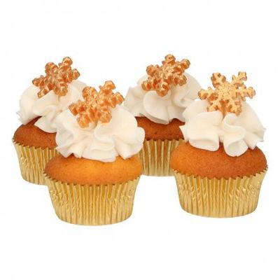 Sockerdekoration - Snöflingor - Guld - FunCakes