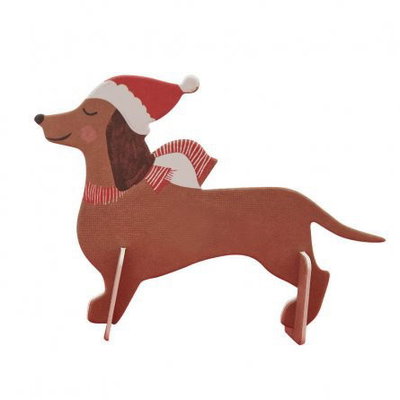 Placeringskort - Festive Sausage Dog - 6pack