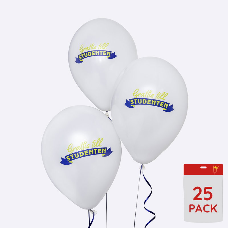 Latexballonger - Grattis Till Studenten - 25 pack