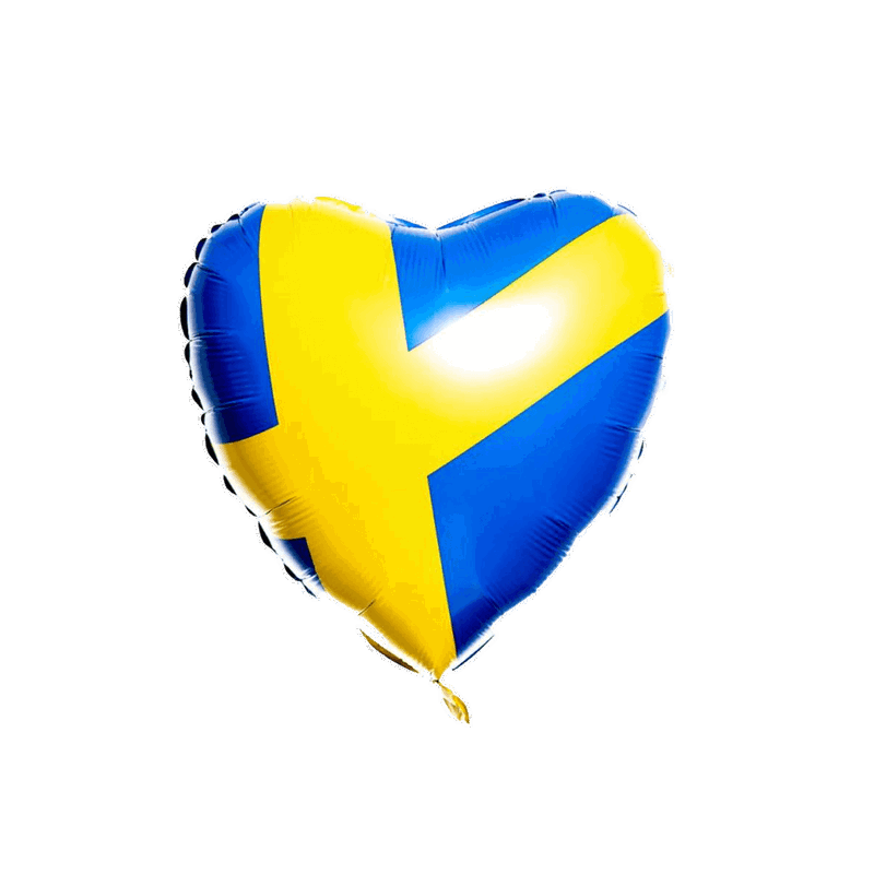 Folieballong - Hjärta med Svenska Flaggan