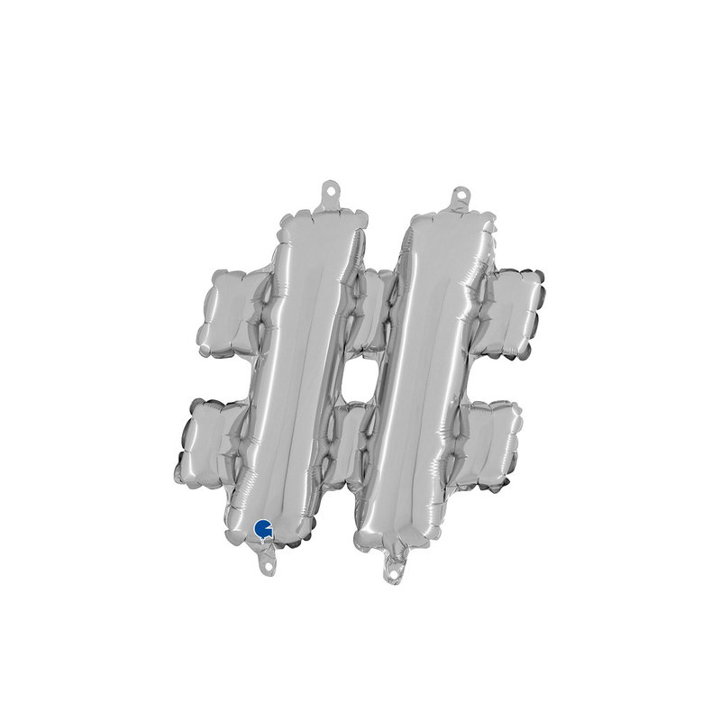 Teckenballong - # Hashtag Silver 35 cm