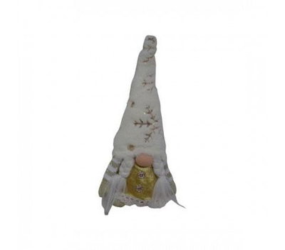 Tomte med vit pälsluva – 30 cm