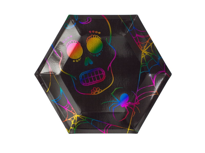 Hexagonformade papperstallrikar döskalle – 8-pack