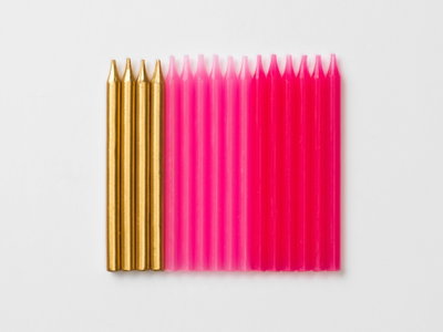 Tårtljus rosa/guld 16-pack