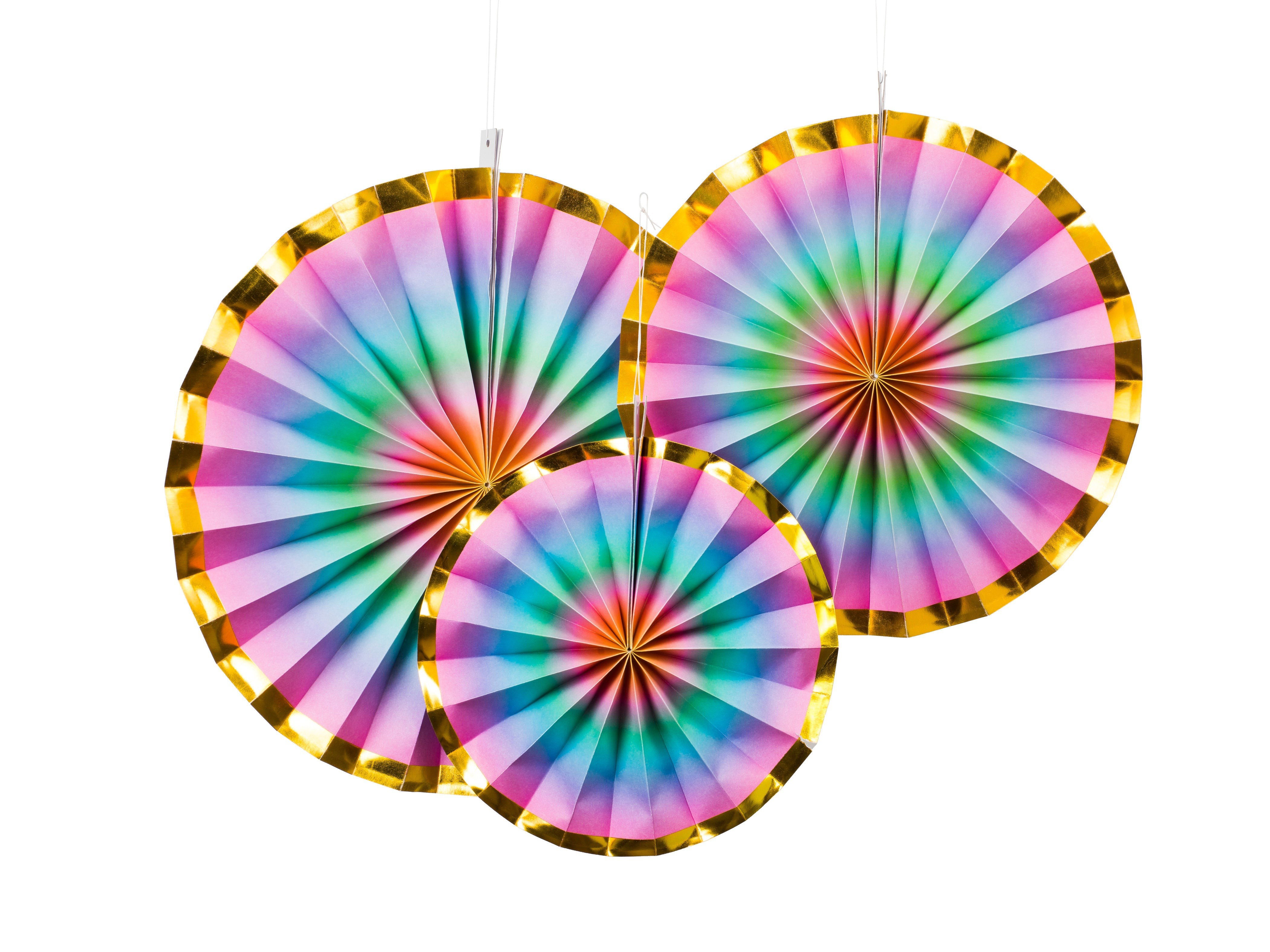 Pappersdekoration paperfan ombre 3-pack
