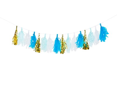 Girlang tassel blå/vit/guld