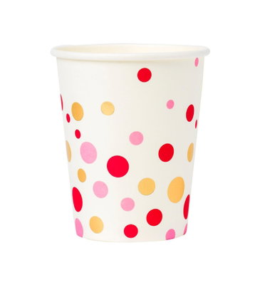 Pappersmugg rosa prickar 250 ml 8-pack