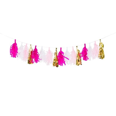 Girlang tassel rosa/vit/guld