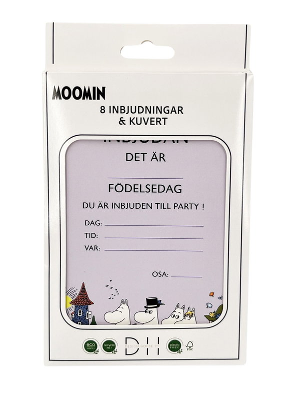 Inbjudningskort med kuvert – Mumin – 8 st