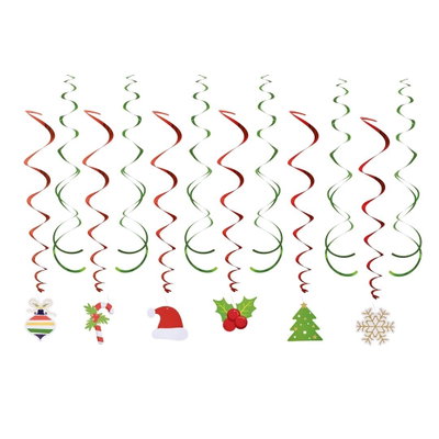 Takdekorationer swirls med julmotiv – 12-pack