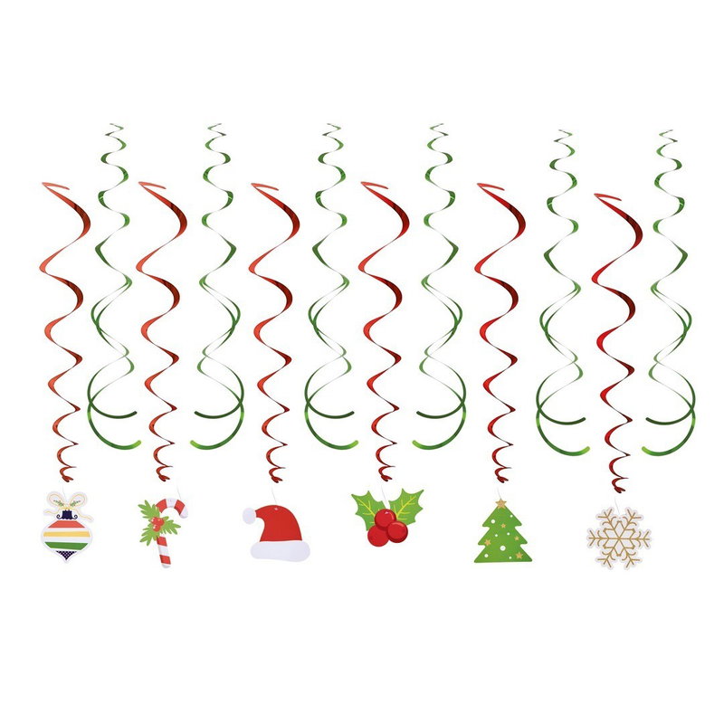 Takdekorationer swirls med julmotiv – 12-pack