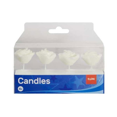 Tårtljus Vit Ros – 4-pack