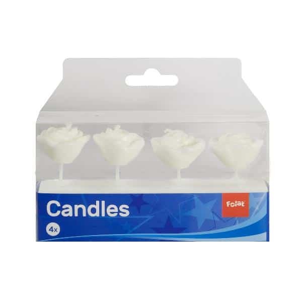 Tårtljus Vit Ros – 4-pack