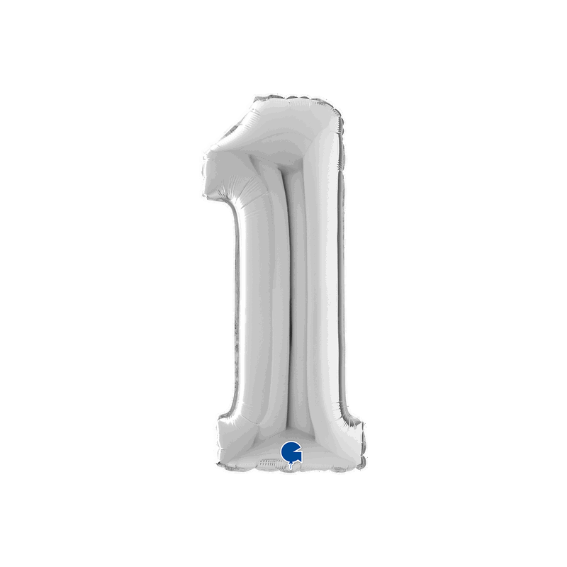 Ballongsiffra - Ett Silver 66 cm