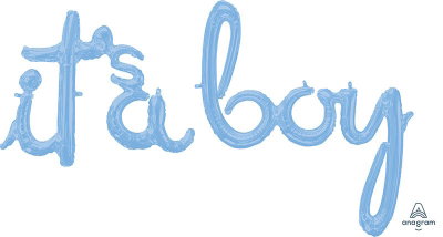 Anagram It's a Boy – ljusblå textballonger i två delar