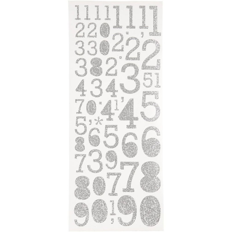 Glitterstickers siffror – 2 ark
