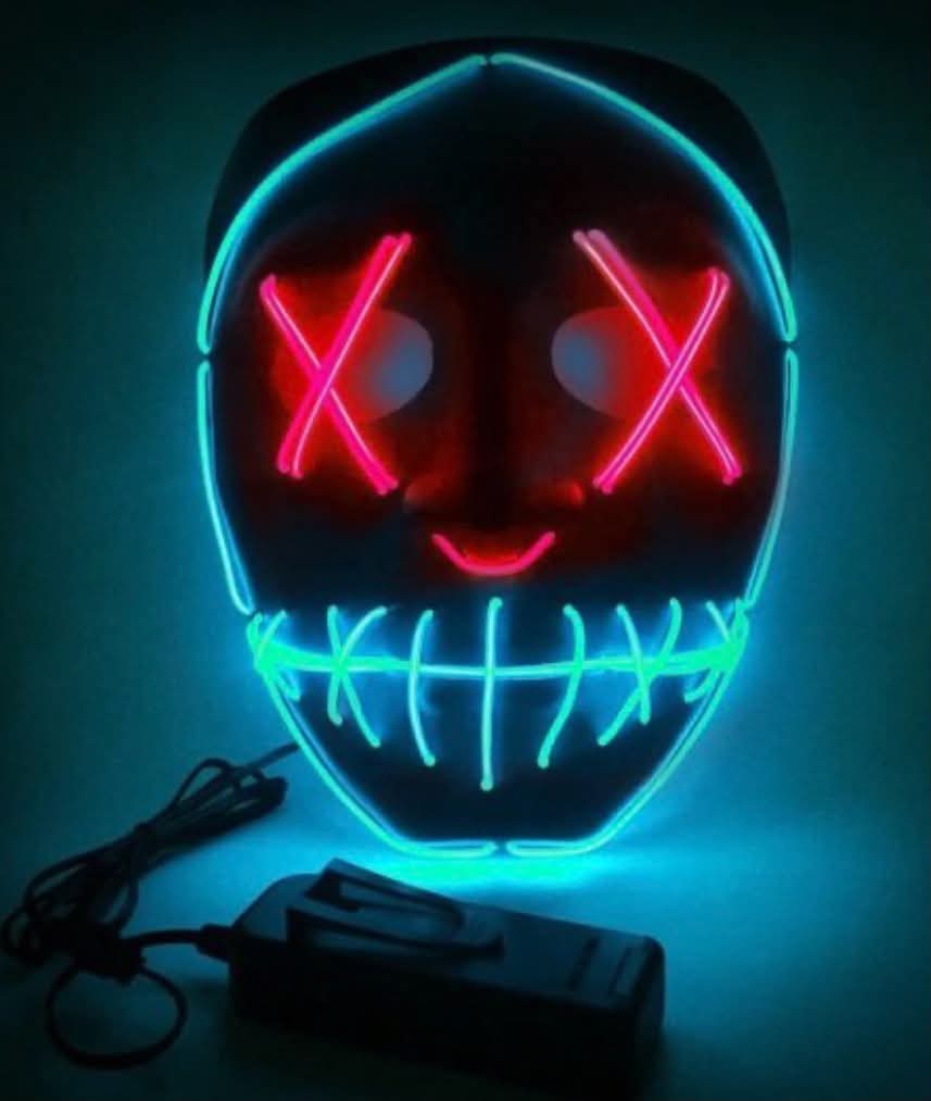 Halloween - Ledmask - Turkos/Röd