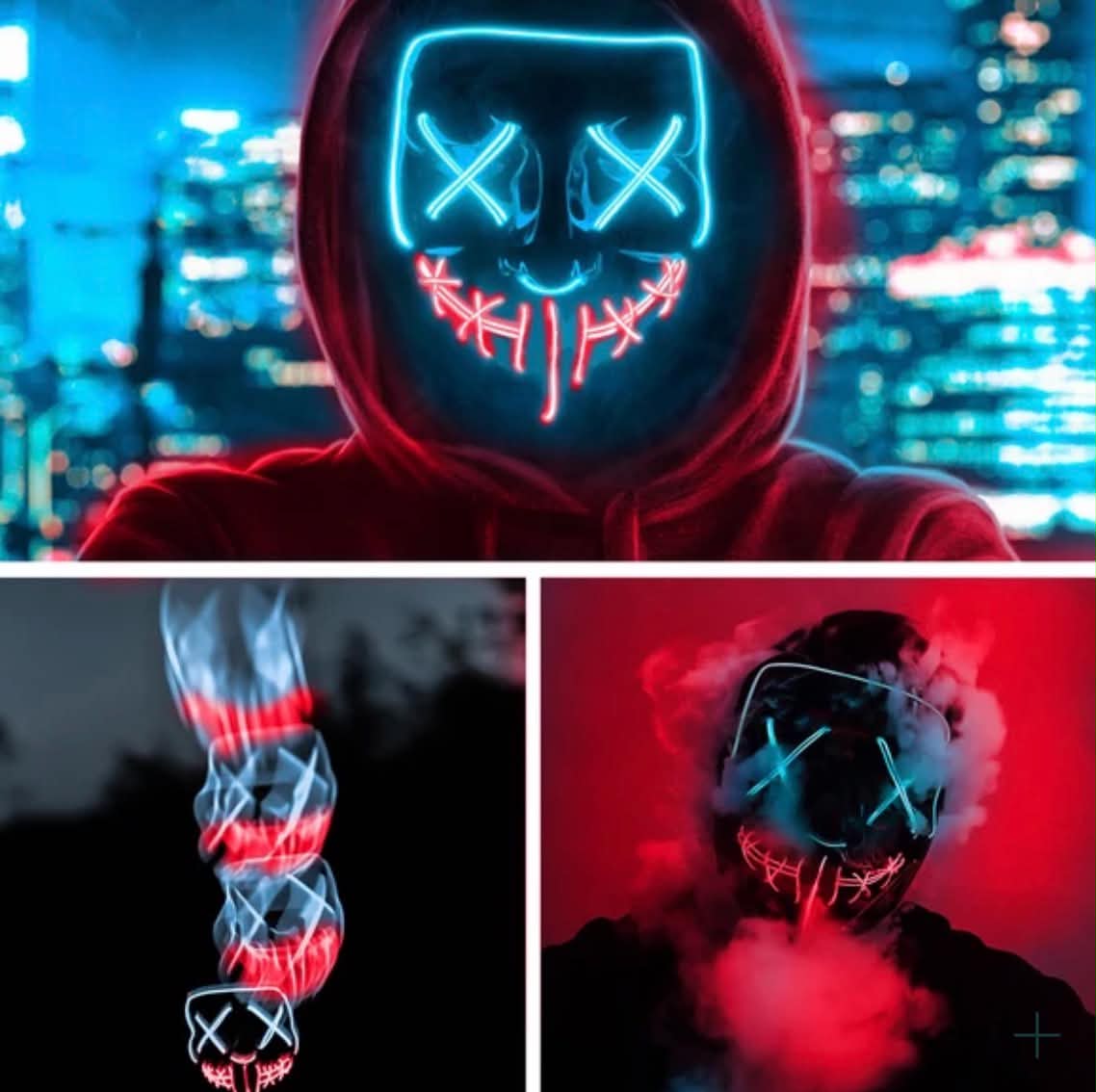Nightmare Ledmask - Blå/Röd