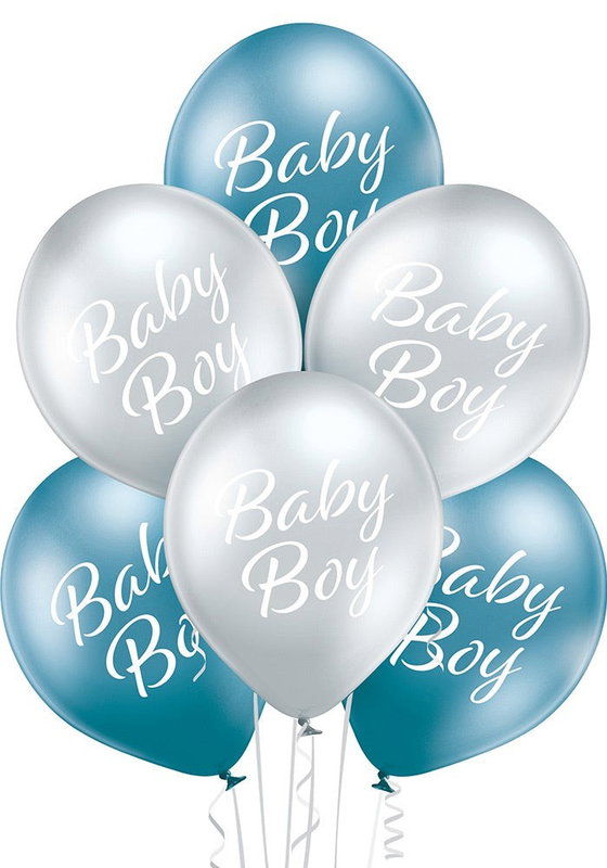 Belbal Baby Boy Glossy – blå och silverfärgade ballonger, 6-pack