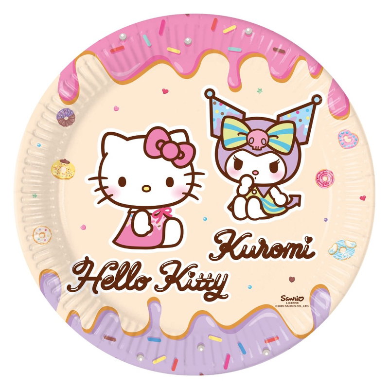 Papptallrikar Hello Kitty & Kuromi – 23 cm – 8-pack