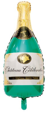 Folieballong - Champagneflaska - Grön