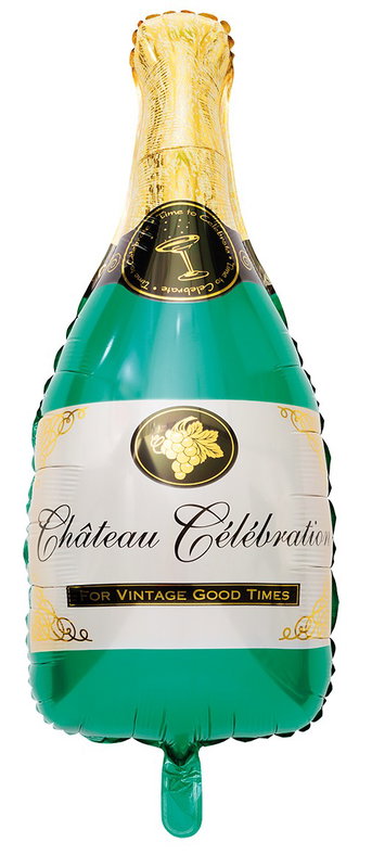 Folieballong - Champagneflaska - Grön