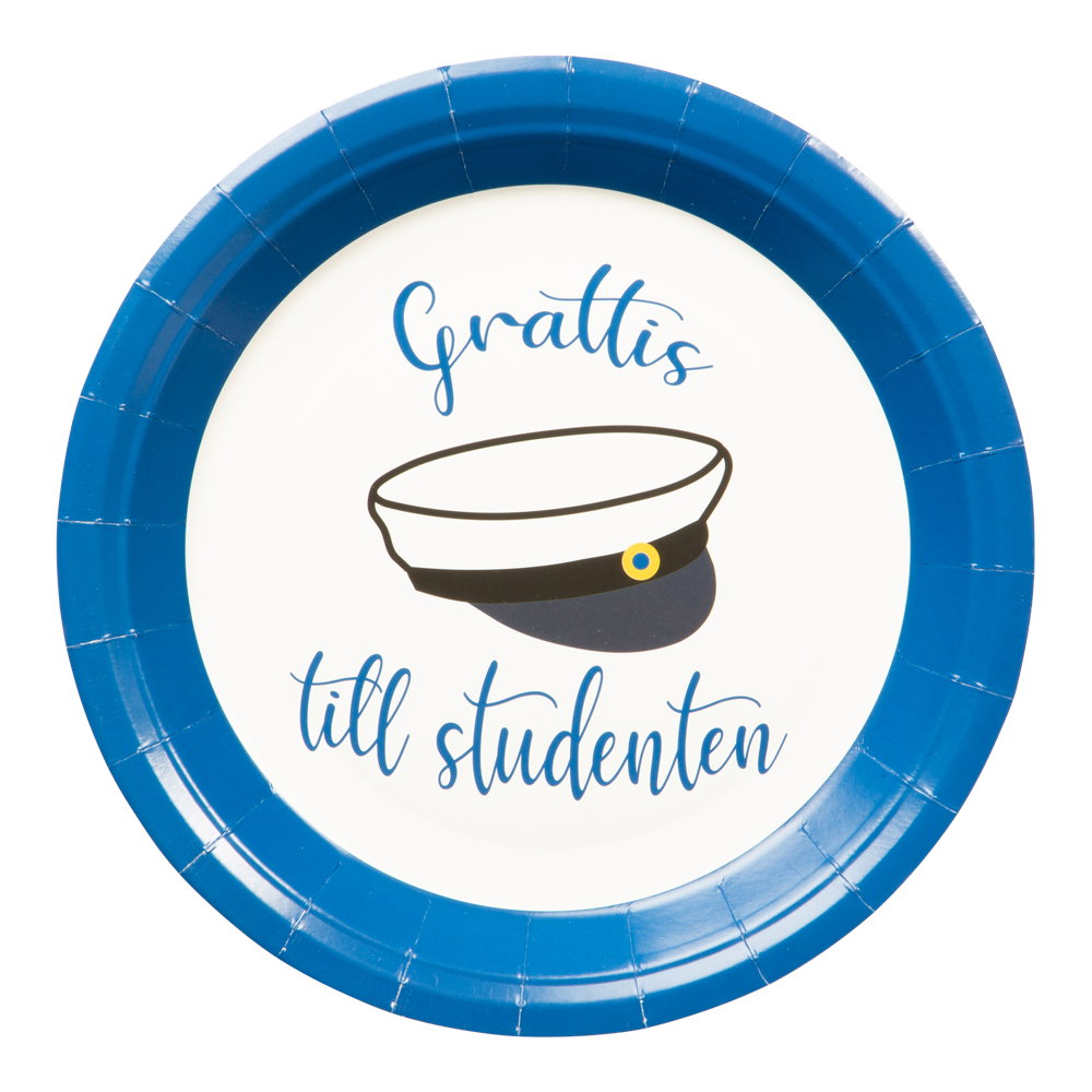 Grattis till Studenten - papperstallrik - 8 pack