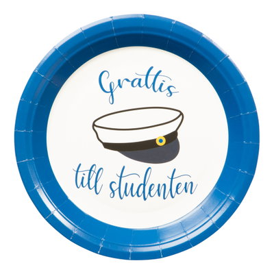 Grattis till Studenten - papperstallrik - 8 pack