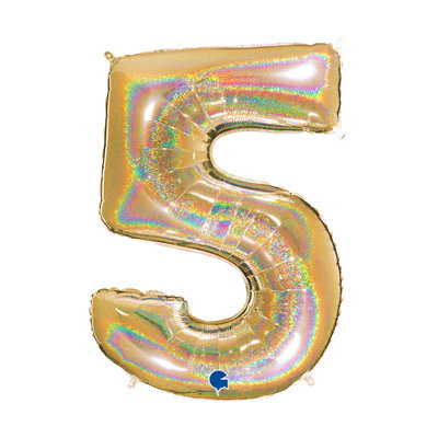 Ballongsiffra - Fem Glitter Guld 100 cm
