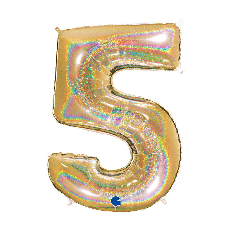 Ballongsiffra - Fem Glitter Guld 100 cm