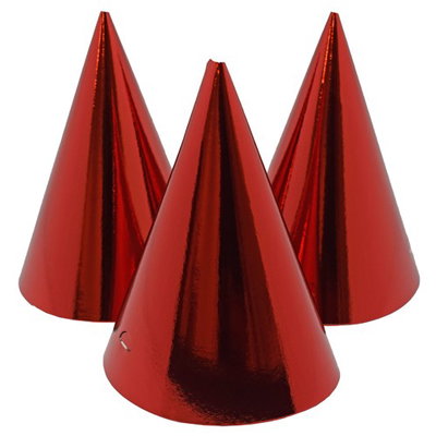 Partyhattar - Metallic - Röd
