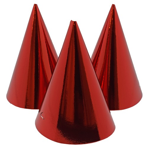 Partyhattar - Metallic - Röd