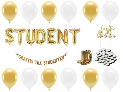 Studentdekoration paket guld