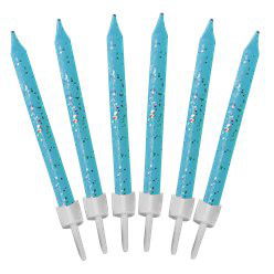 Tårtljus - Ljusblå - Glitter