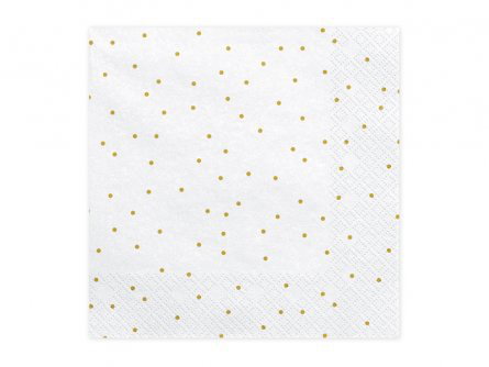 Servetter - Vita med guldprickar - 20pack