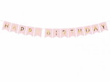 Vimpel - Happy Birthday - Rosa/Guld