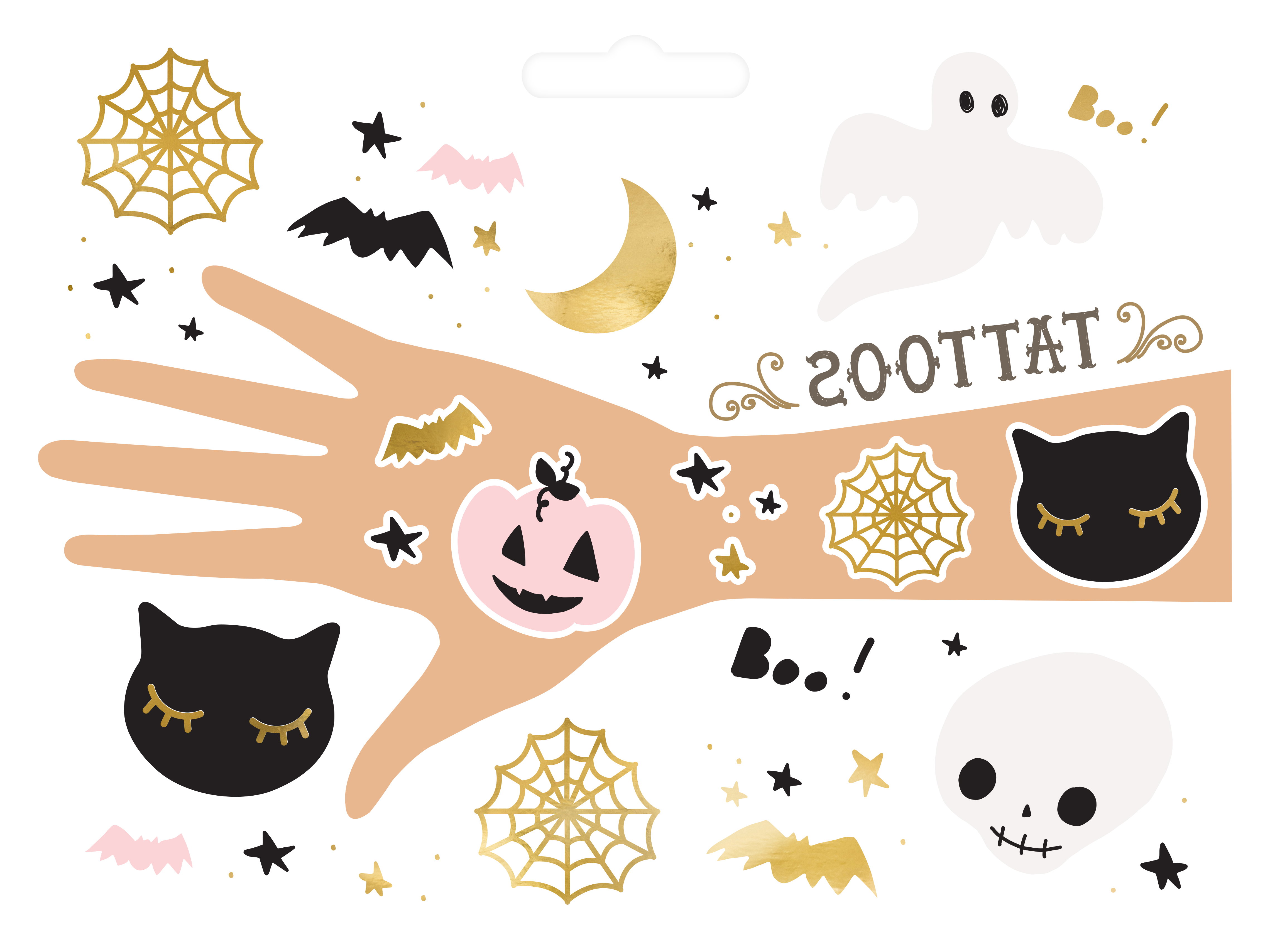 BOO Halloween temporära tatueringar med olika motiv