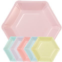 Desserttallrikar - Hexagon - Pastell