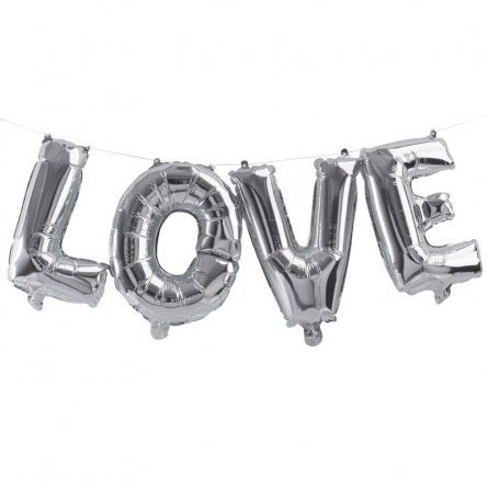 Folieballong - Love - Silvermetallic**