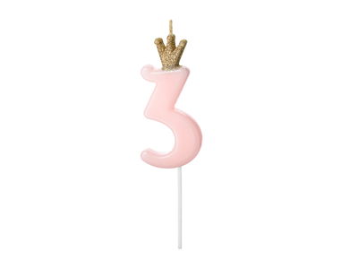 Tårtljus Rosa Nummer 0-9