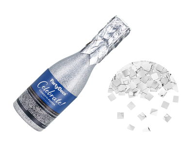 Konfettikanon Champagneflaska Silver