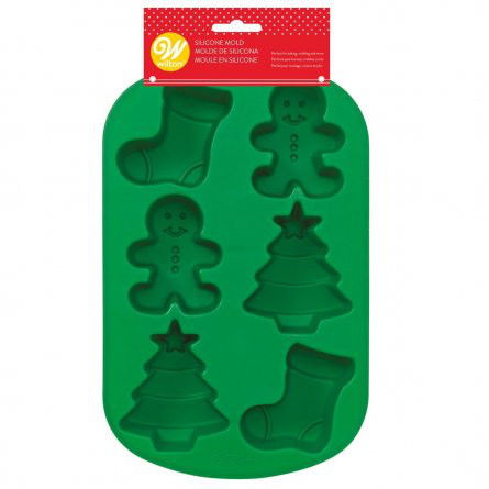 Silikonform - Julgran och strumpa, pepparkaksgubbe
