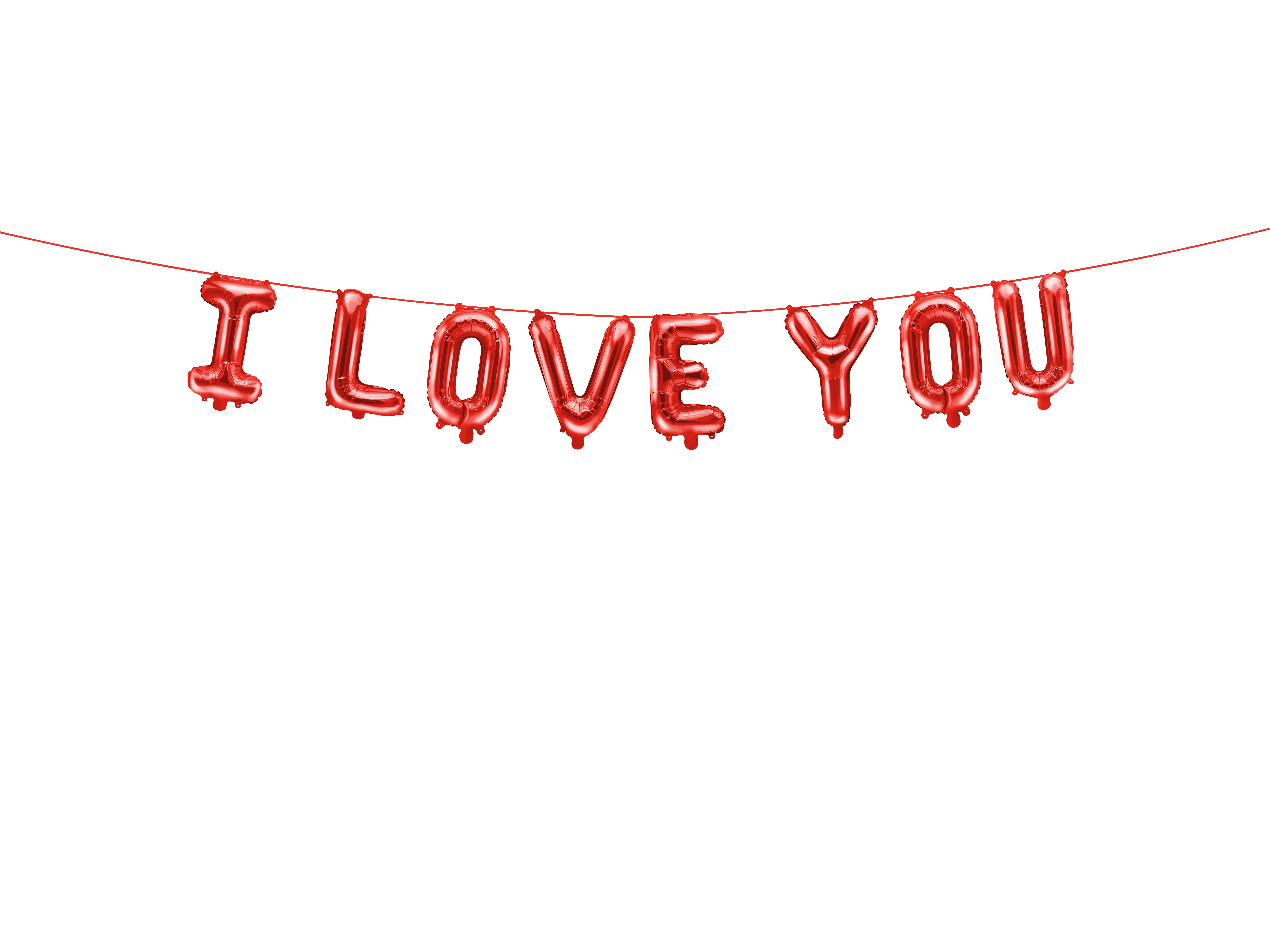 Ballonggirlang "I LOVE YOU" - Röd