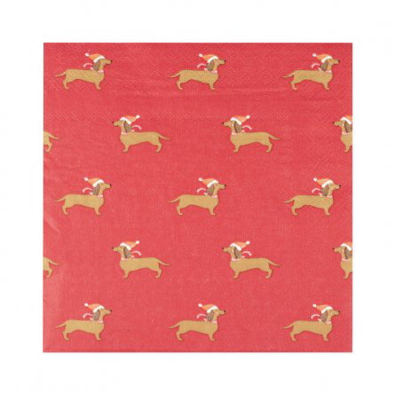 Servetter- Festive Sausage Dog - 16pack