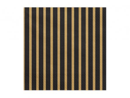 Servetter - Stripes - Svart/Guld