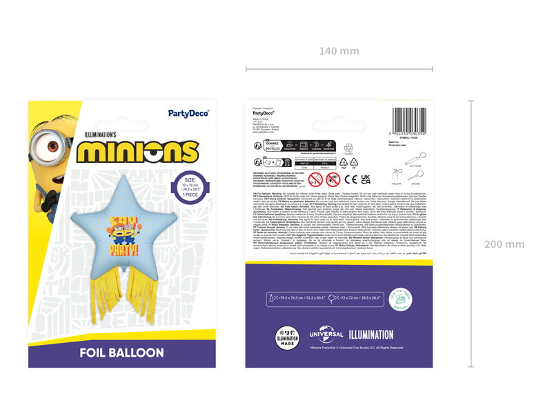 Folieballong Minions Stjärna Med Tassles