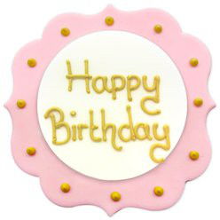 Sockerdekoration - Plakett - Happy Birthday