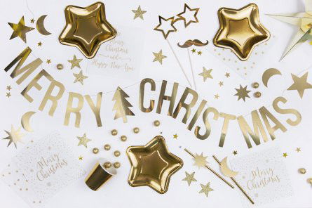 Backdrop - Merry Christmas - Guld