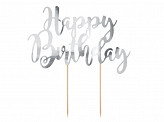 Cake Topper - Happy Birthday - Silvermetallic