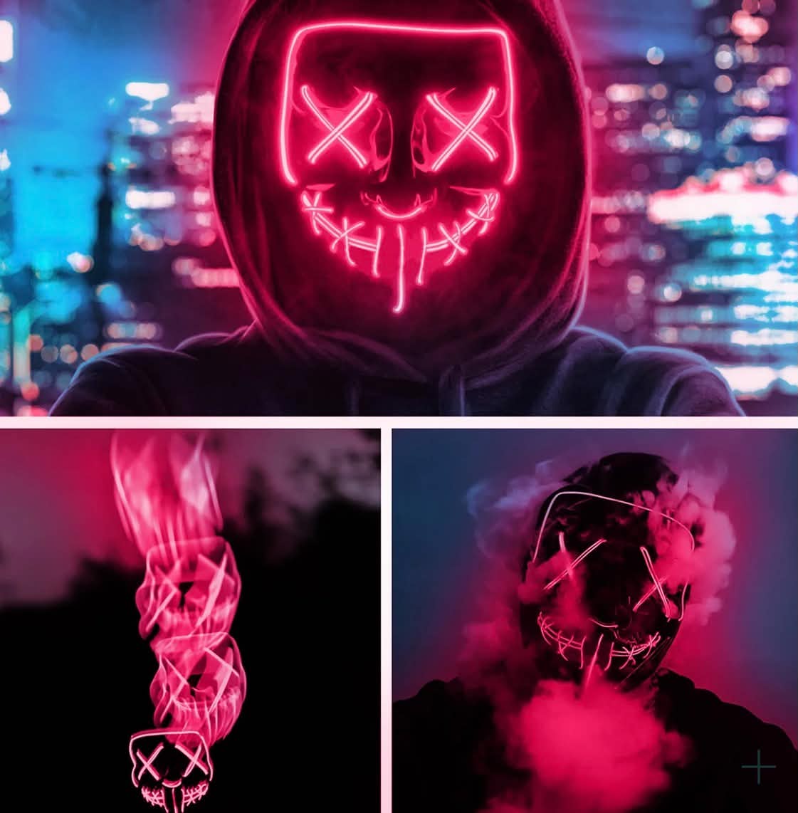 Nightmare Ledmask - Svart/Röd